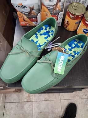 bloom Mint Green Slip-On Boat Shoes with Blue Camo Insole